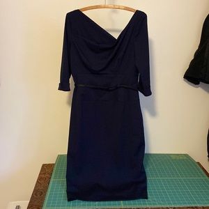 Black Halo brand Jackie O style dark blue/black sheath dress, new with tags.